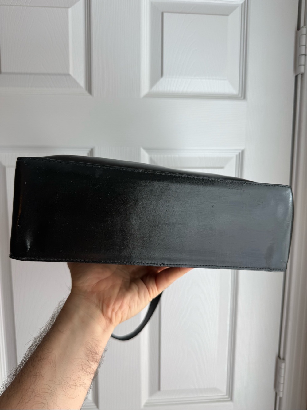CHANEL Black Patent Leather Embossed Logo Tote Rare Double Sided - Picture 6 of 10